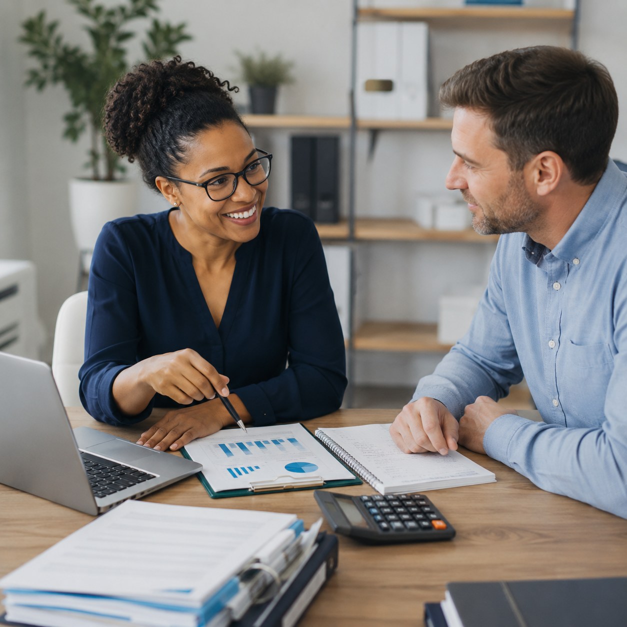 Bookkeeping professional reconciling business accounts and financial reports.