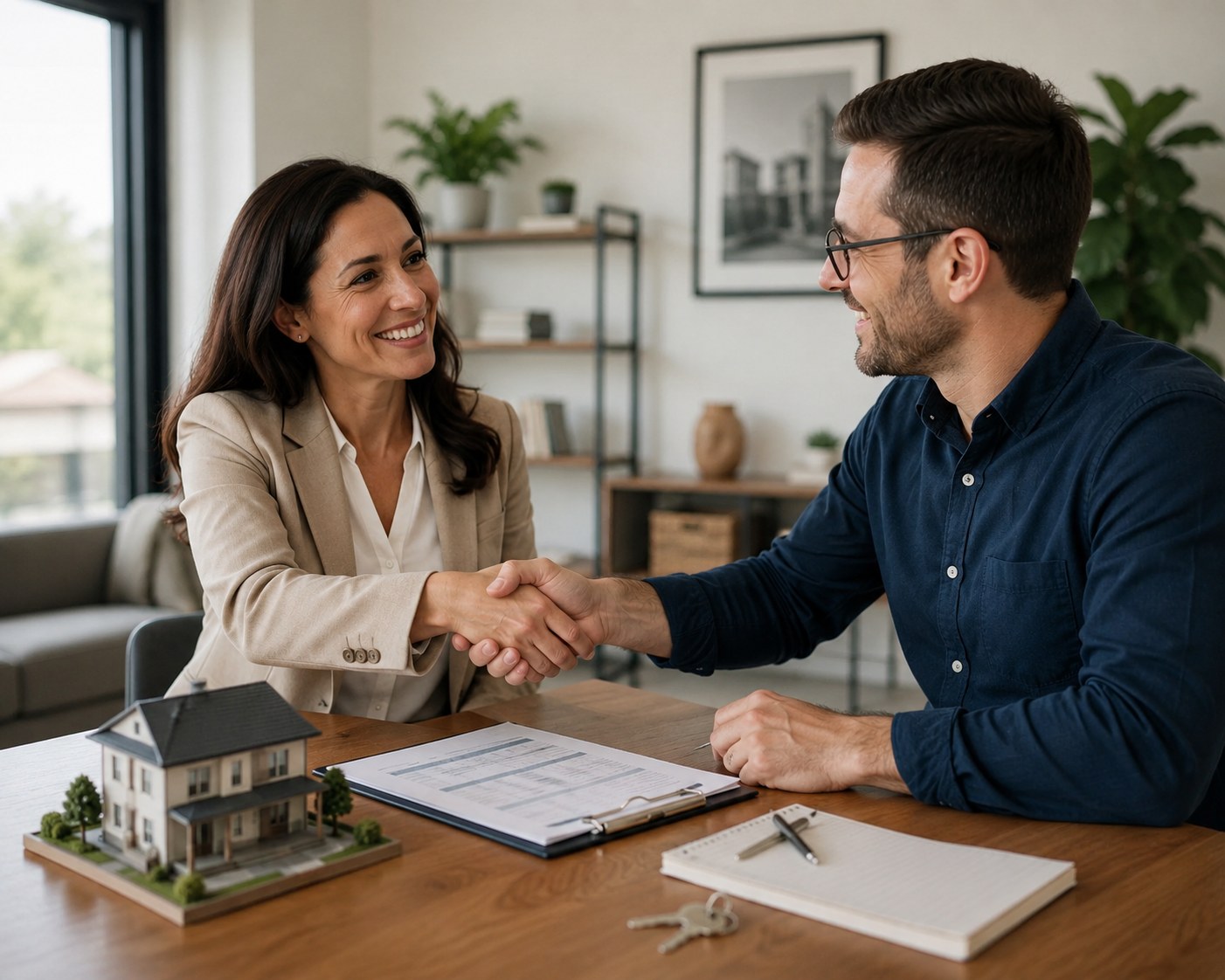 Property-management professional reviewing operating and financial documents.