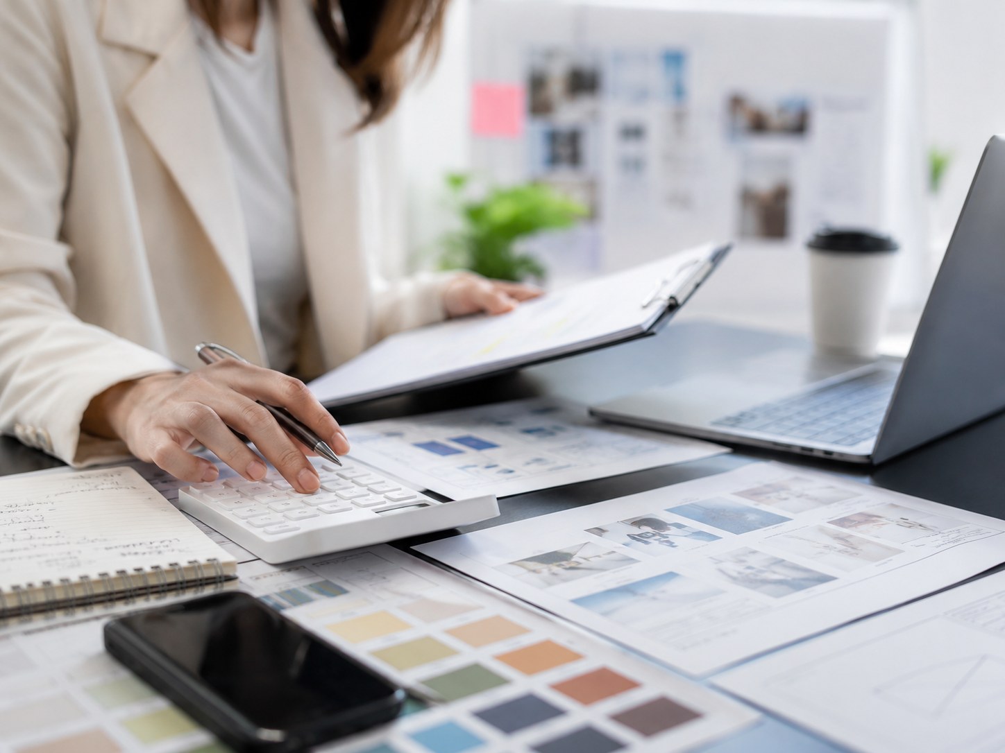 Creative small-business owner focused on client work in a studio.