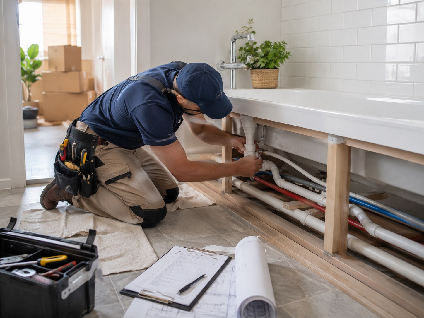 Property-management professional inspecting a residential property.